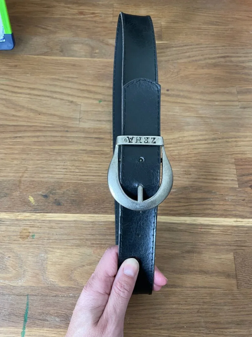 Vintage 80s 90s ZENA Black Genuine Leather Belt Silver Boho Western Chunky